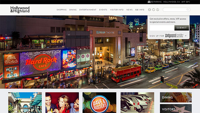 Hollywood and Highland website development package